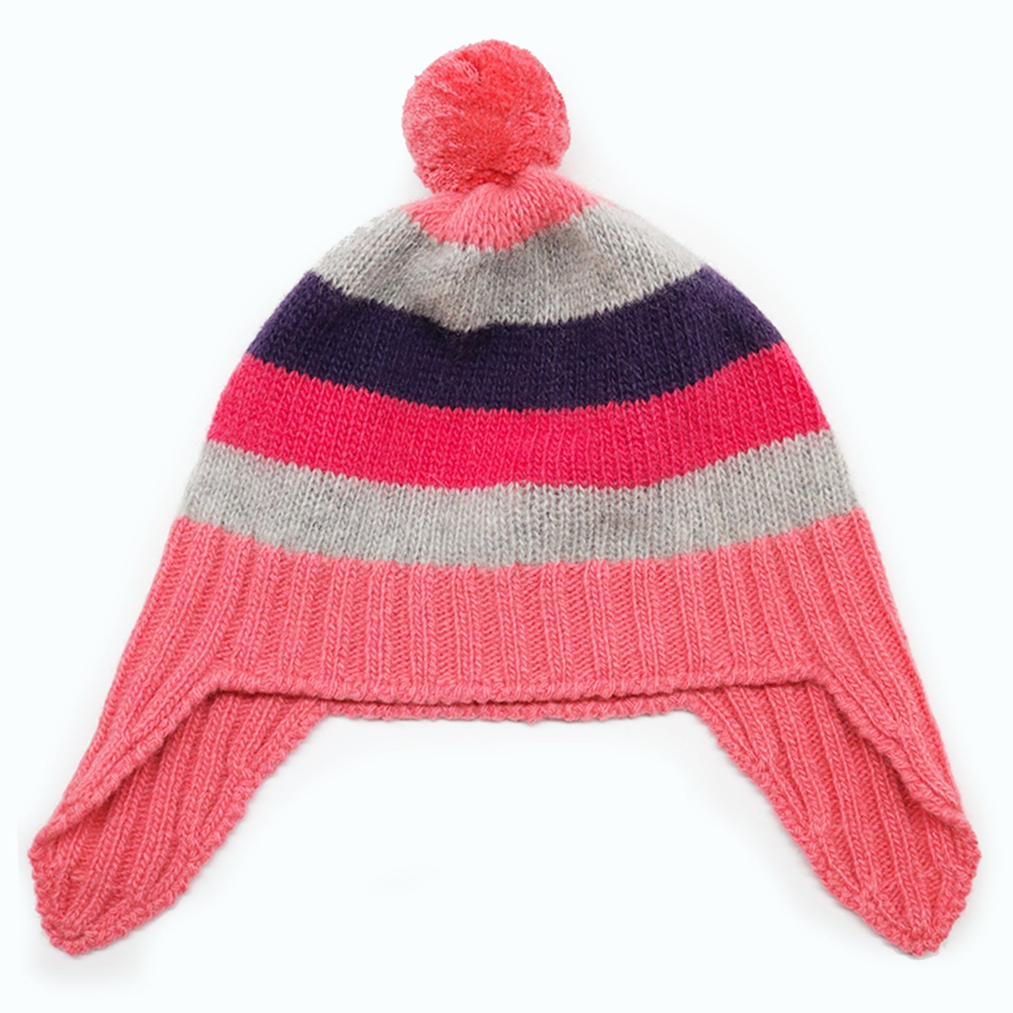 BABY STRIPED EARFLAP WITH POM POM – product image 4