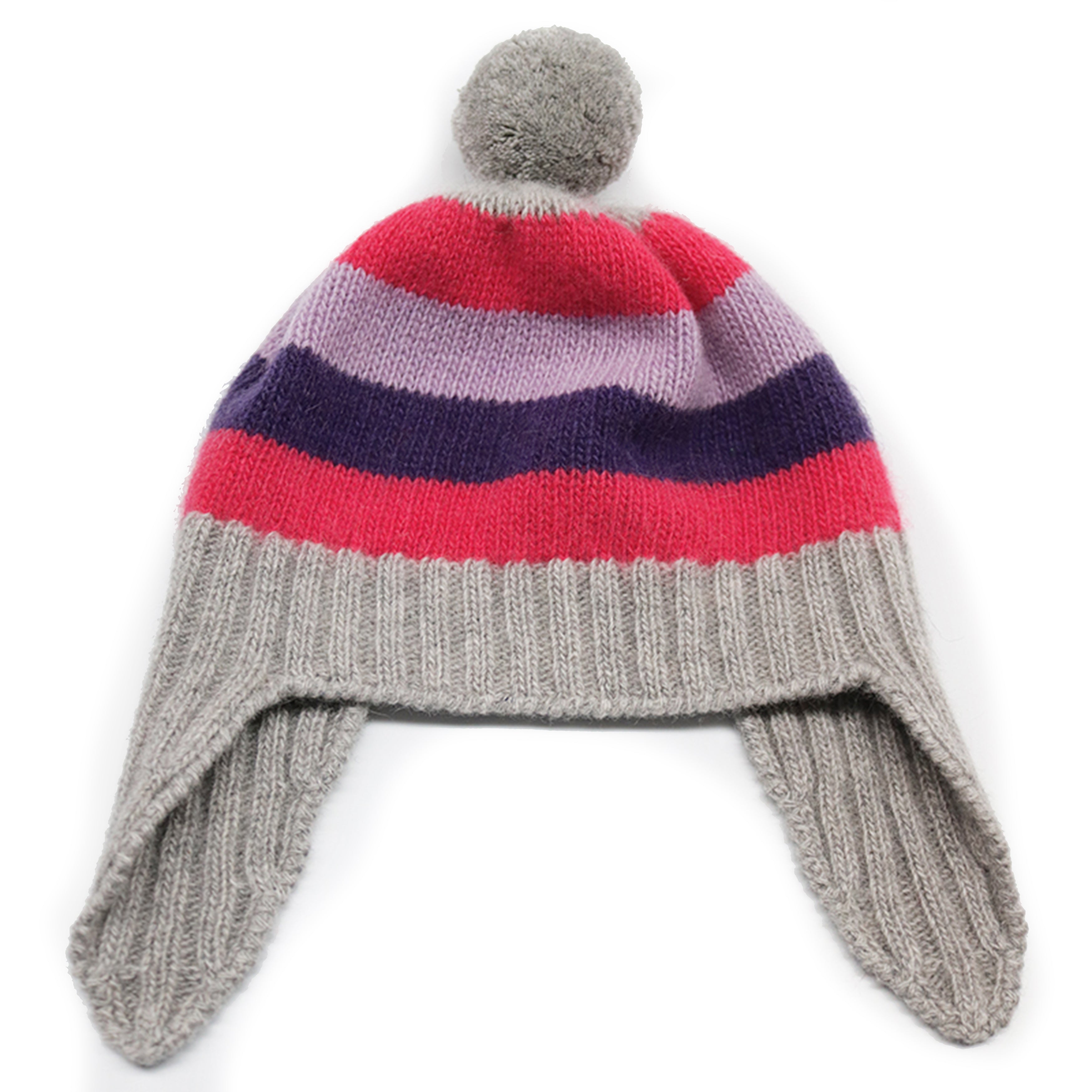BABY STRIPED EARFLAP WITH POM POM – product image 6