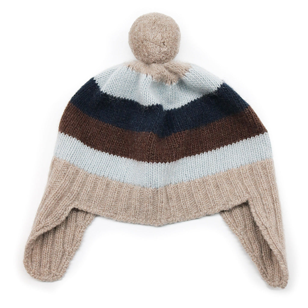 BABY STRIPED EARFLAP WITH POM POM – product image 1