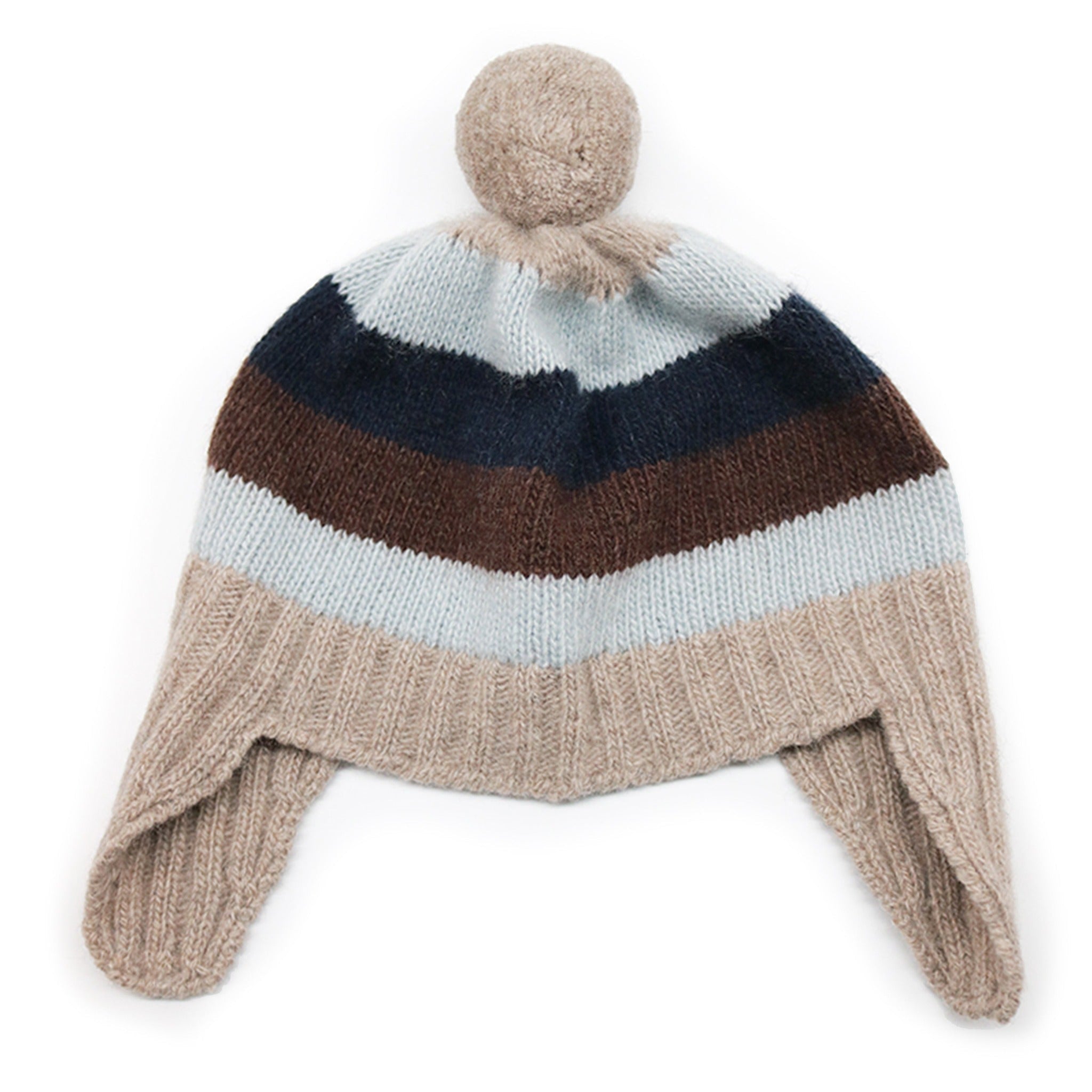 BABY STRIPED EARFLAP WITH POM POM – product image 1