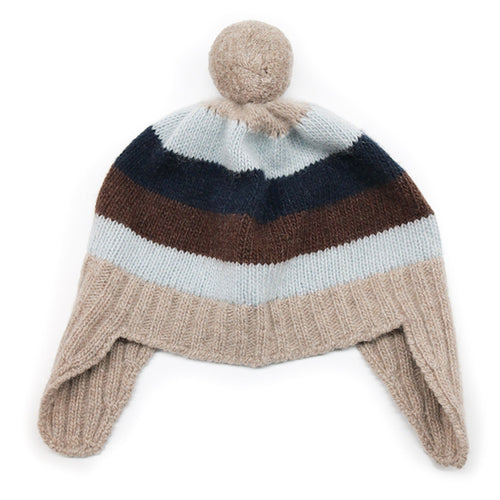 BABY STRIPED EARFLAP WITH POM POM – product image 1