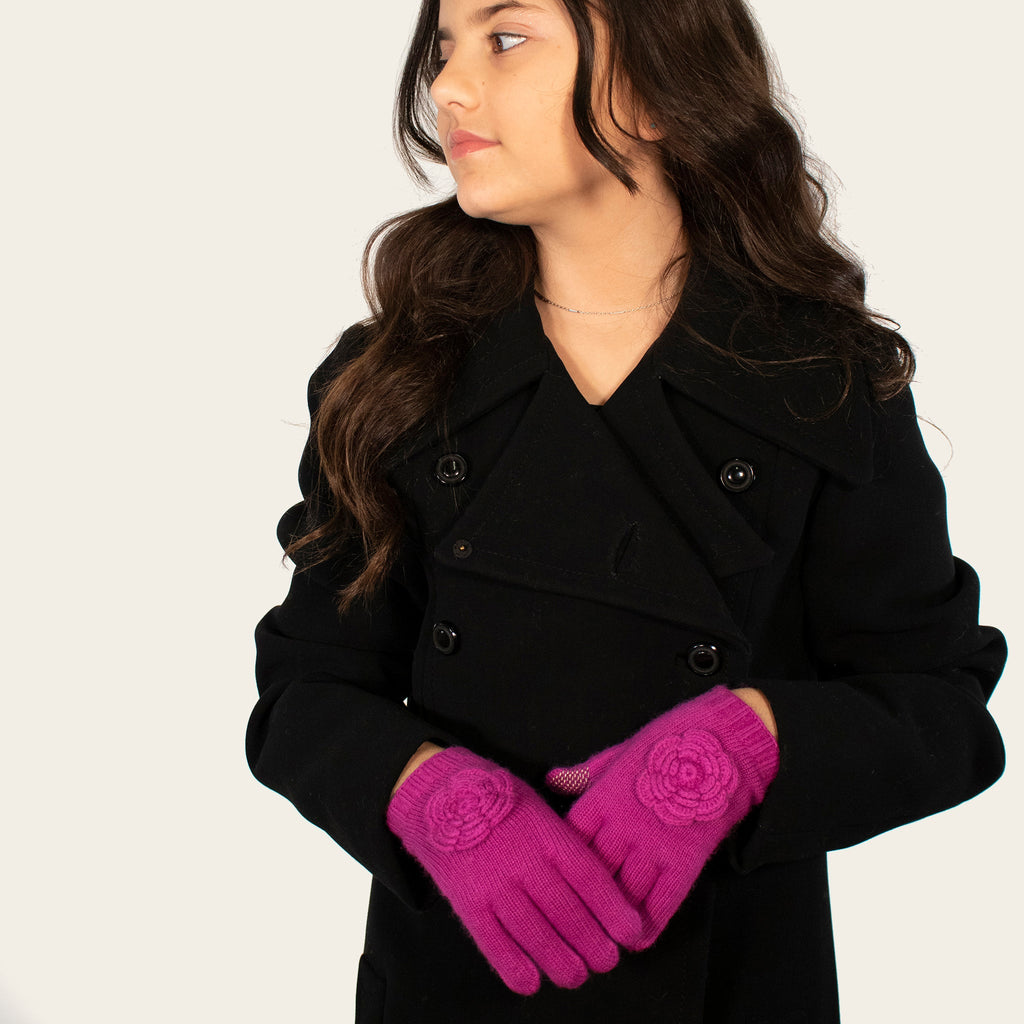 KIDS TECH GLOVES WITH FLOWER – product image 2