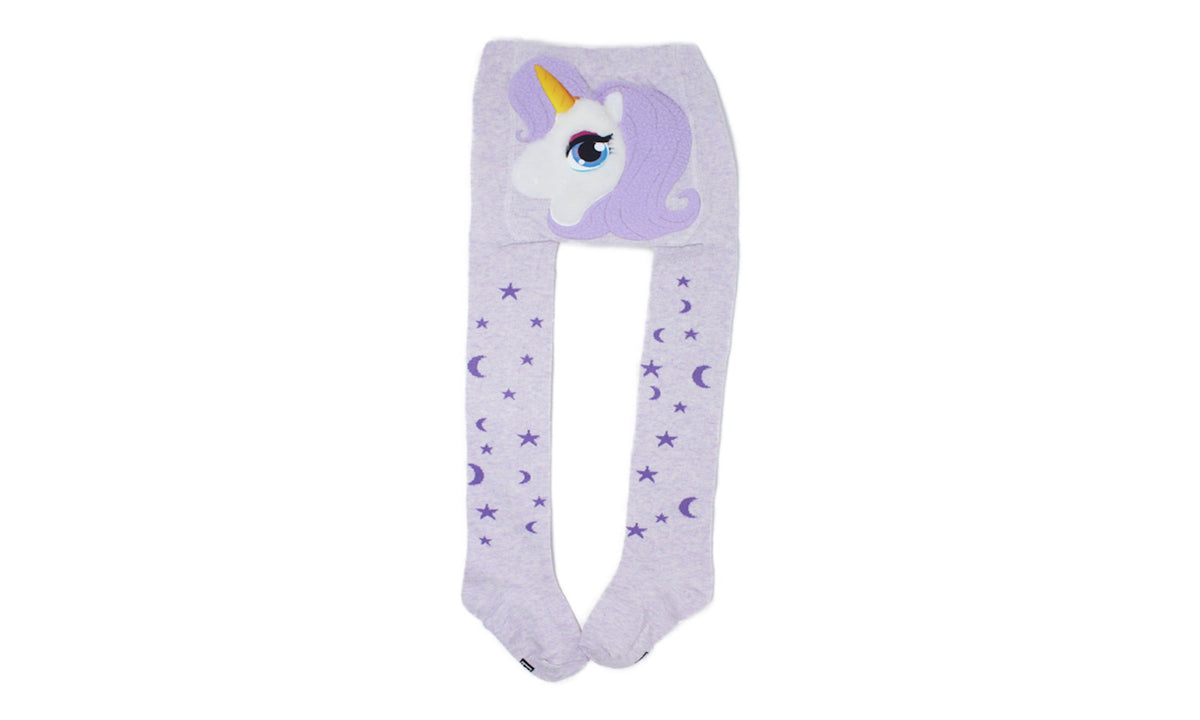 Collant 4D Licorne Gris Bleu Lilas en Coton Écologique