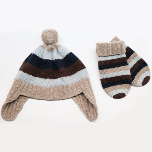 BABY STRIPED EARFLAP WITH POM POM – product image 2